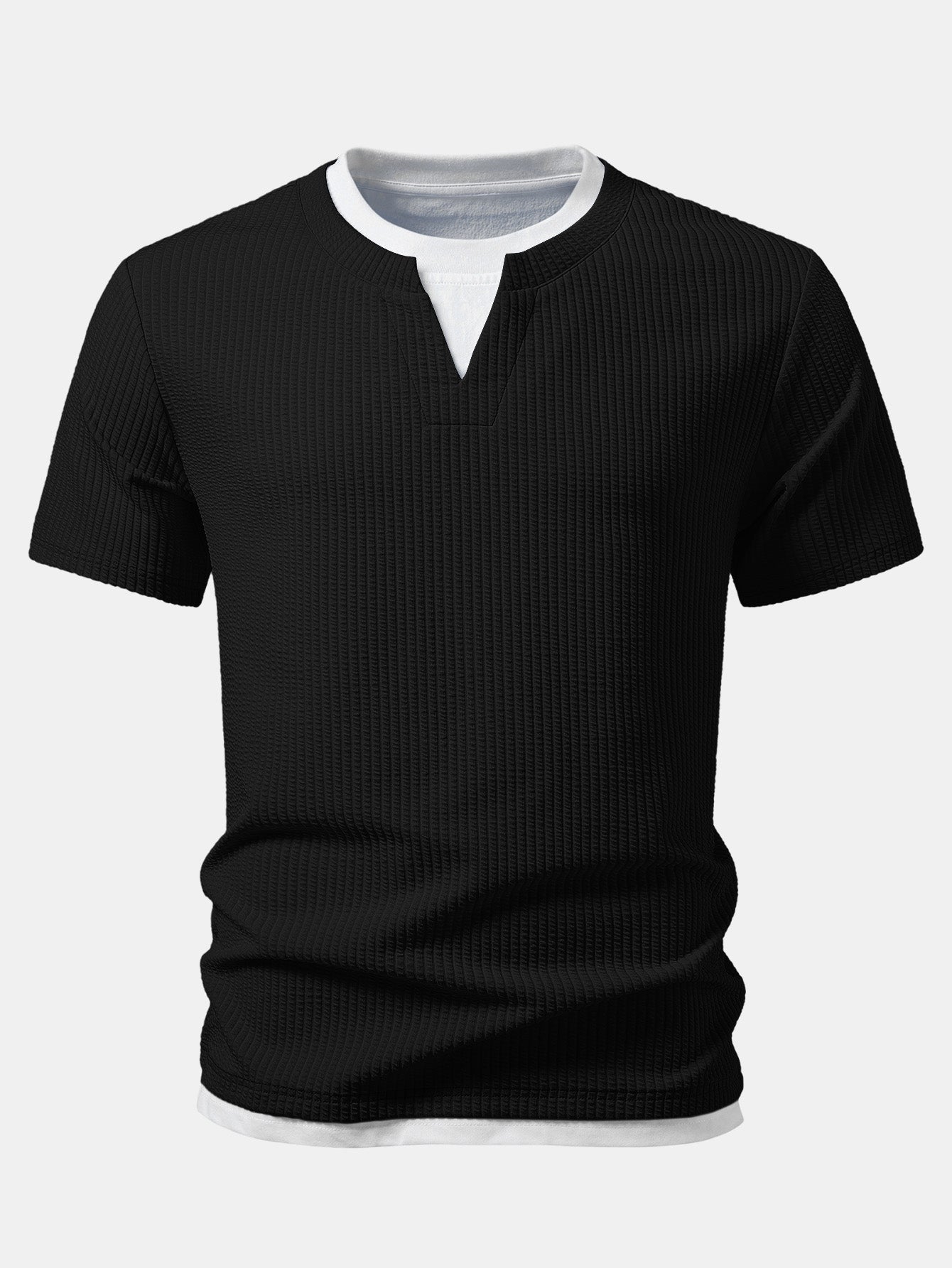 2 in 1 Ripp-Notch-Kragen T-Shirt & gerade Ripp-Hosen