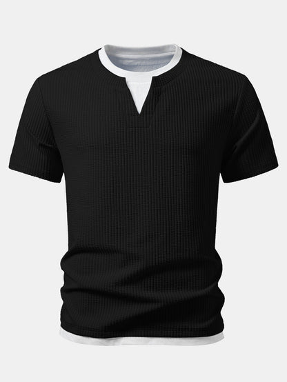 2 in 1 Ripp-Notch-Kragen T-Shirt & gerade Ripp-Hosen
