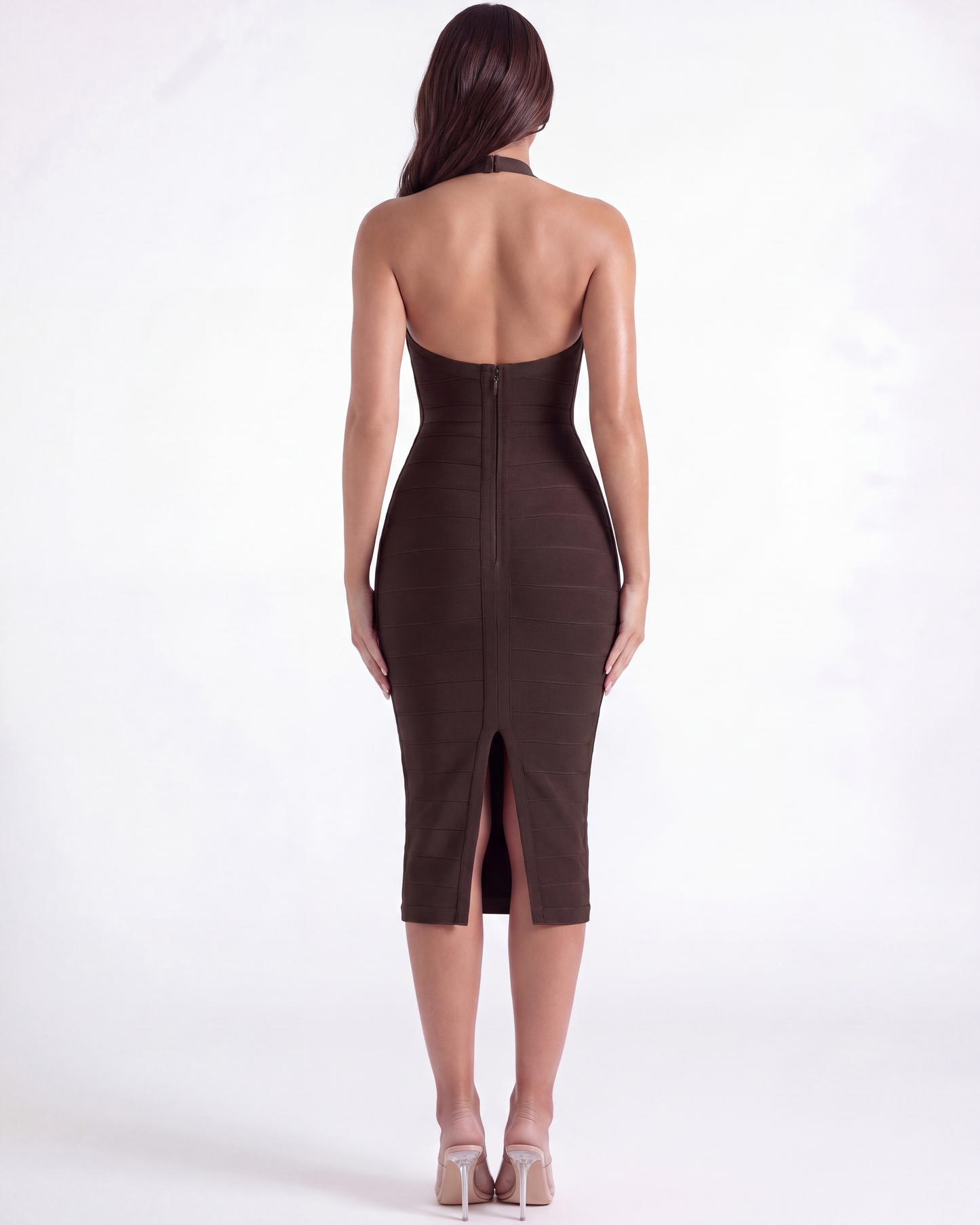Midi-Bandagekleid mit Halterneck