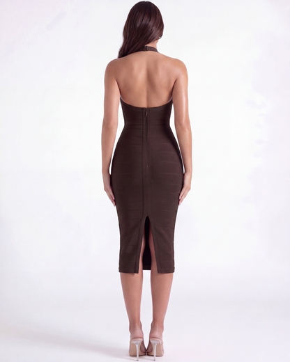 Midi-Bandagekleid mit Halterneck