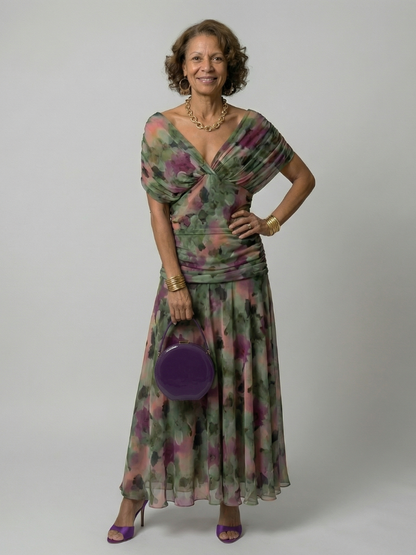 Calen | Off-Shoulder Fließende Midi-Kleider