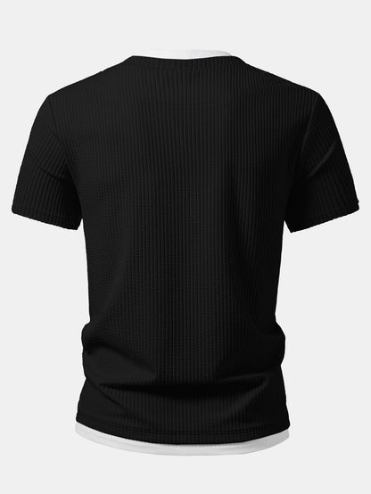 2 in 1 Ripp-Notch-Kragen T-Shirt & gerade Ripp-Hosen