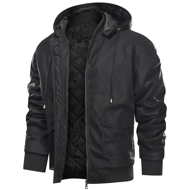 AlpenNord™ | Herren-Lederjacke mit Kapuze