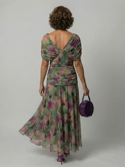 Calen | Off-Shoulder Fließende Midi-Kleider