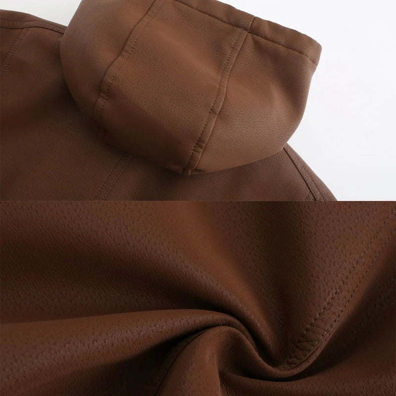 AlpenNord™ | Herren-Lederjacke mit Kapuze