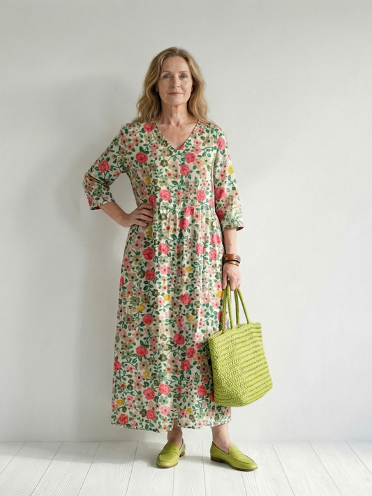 Sabine | Geblümtes Midikleid mit sanftem Fall