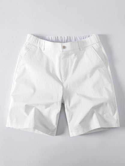 Gestreiftes Texturiertes Strick-Polo & Elastische Chino-Shorts
