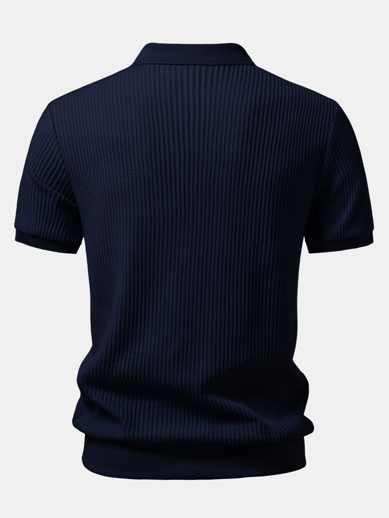 Waffel Johnny Kragen Polo mit Tasche & Kordelzug gestrickte Waffel Shorts