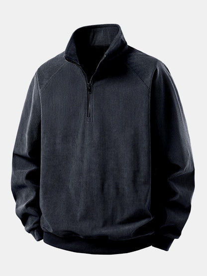 Quarter Zip Corduroy Raglan Ärmel Sweatshirt & Gerade Bein Corduroy Hose