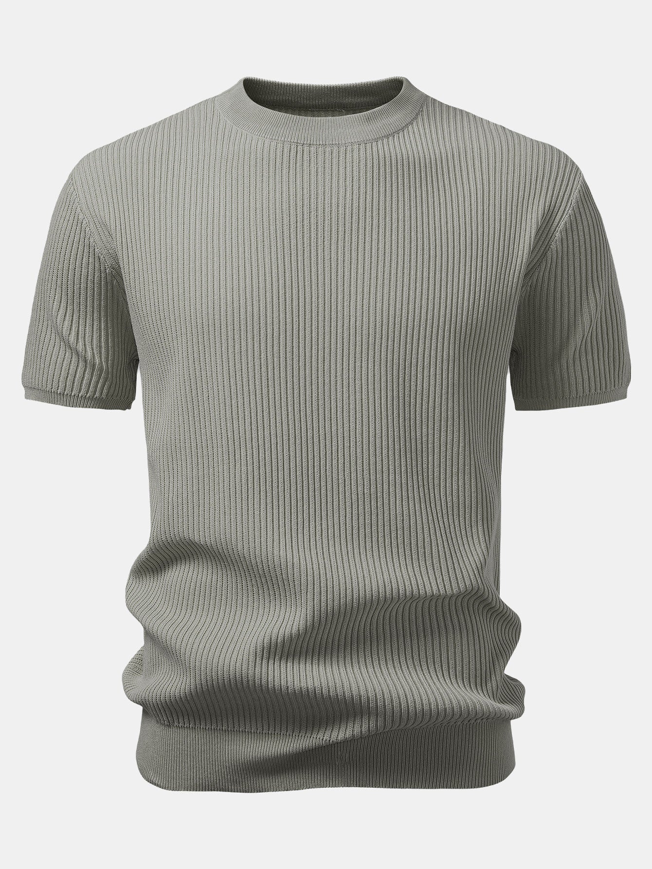 Rippstrick Rundhals T-Shirt