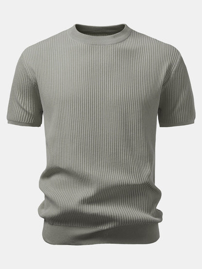 Rippstrick Rundhals T-Shirt