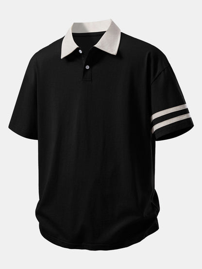 Relaxed Fit Polo-Shirt mit Kontrastkragen & Cordshorts 7"