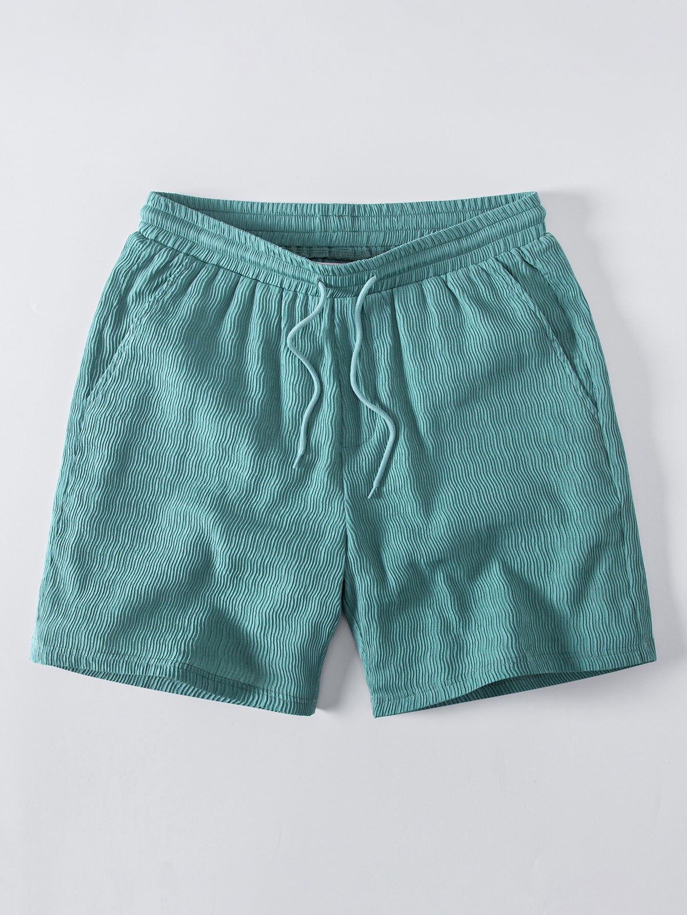 Texturiertes Seersucker Kurzarmhemd & Drawstring 6“ Shorts Set