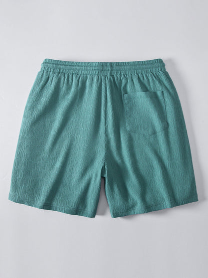 Texturiertes Seersucker Kurzarmhemd & Drawstring 6“ Shorts Set