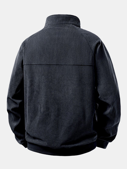 Quarter Zip Corduroy Raglan Ärmel Sweatshirt & Gerade Bein Corduroy Hose