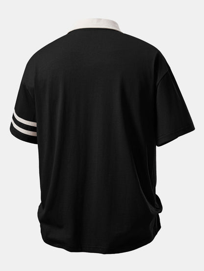 Relaxed Fit Polo-Shirt mit Kontrastkragen & Cordshorts 7"