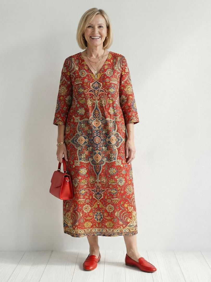 Marlene | Patchwork Midikleid mit weicher Passform