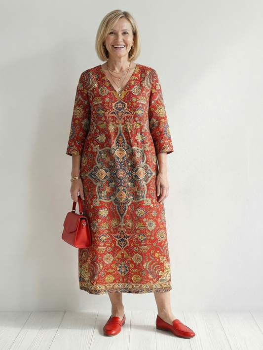 Marlene | Patchwork Midikleid mit weicher Passform