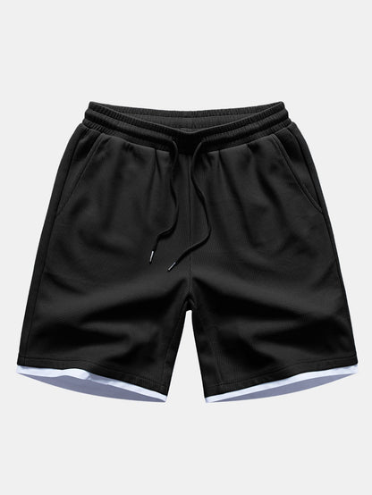 Waffel Viertel Reißverschluss T-Shirt & 2-in-1 Waffel 7″ Shorts