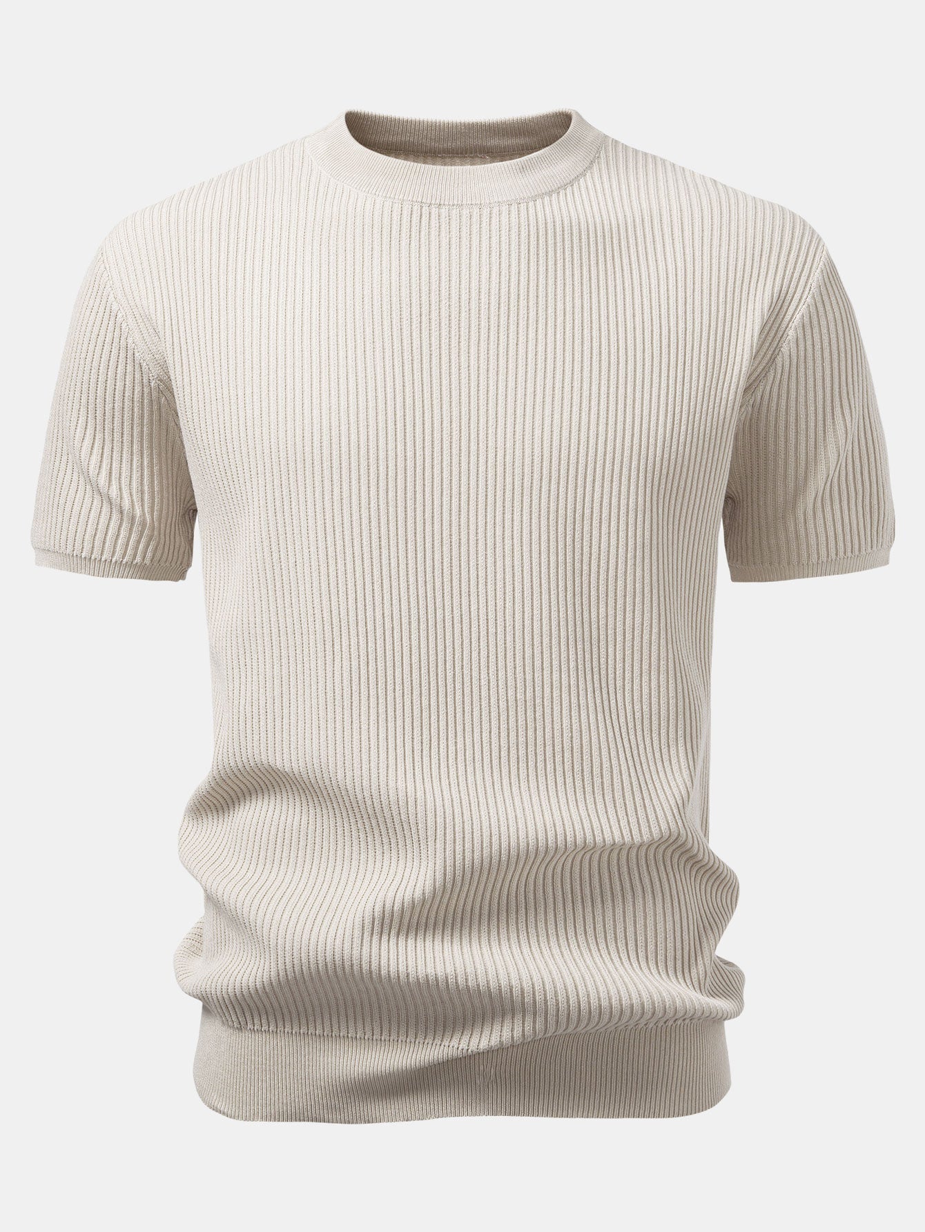 Rippstrick Rundhals T-Shirt