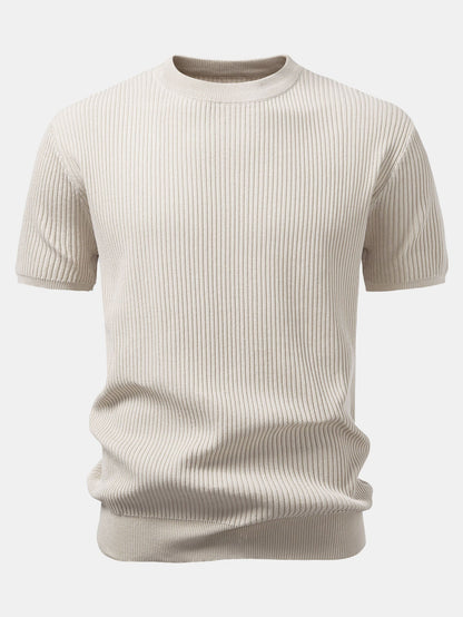 Rippstrick Rundhals T-Shirt