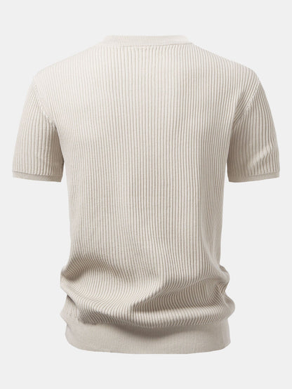Rippstrick Rundhals T-Shirt