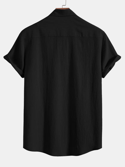Gekräuselte Texturierte Hemd & Gekräuselte Texturierte Shorts mit Kordelzug (5 Zoll)