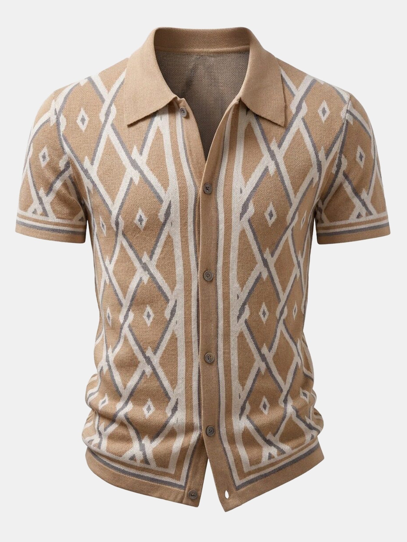 Retro Rhombus Geometric Knit Shirt