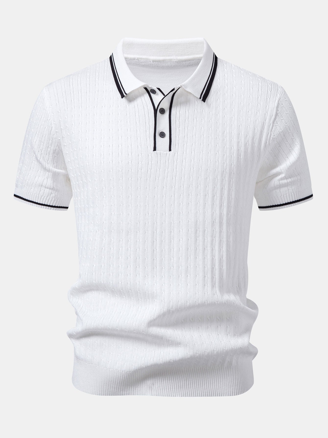 Kontrastbesatz Gedrehtes Jacquard Strick Polo & Slim Fit Tapered Hose