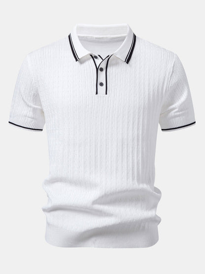 Kontrastbesatz Gedrehtes Jacquard Strick Polo & Slim Fit Tapered Hose