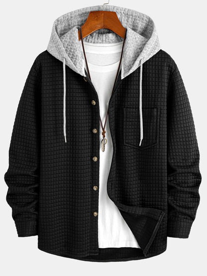 Kontrast Waffel Kapuzenhemd & Kordelzug Waffel Jogger-Hosen