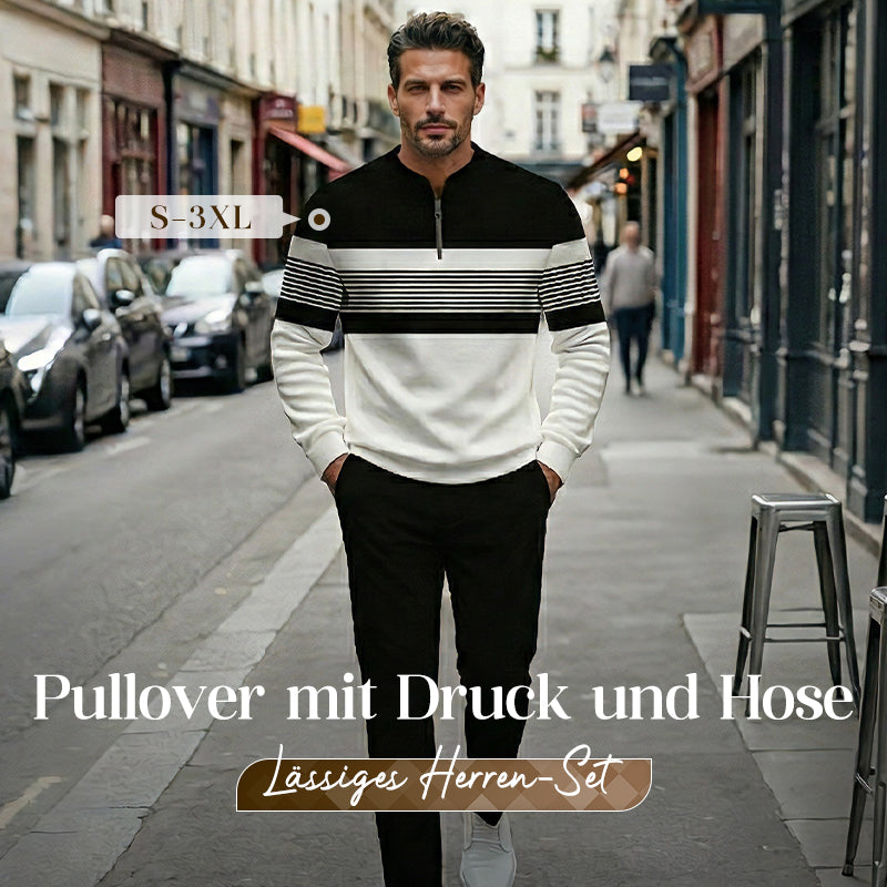 ⌛ Nur noch 3 Tage – 50 % auf alles! ⏰Herren-Set: Pullover mit grafischem Druck und Hose
