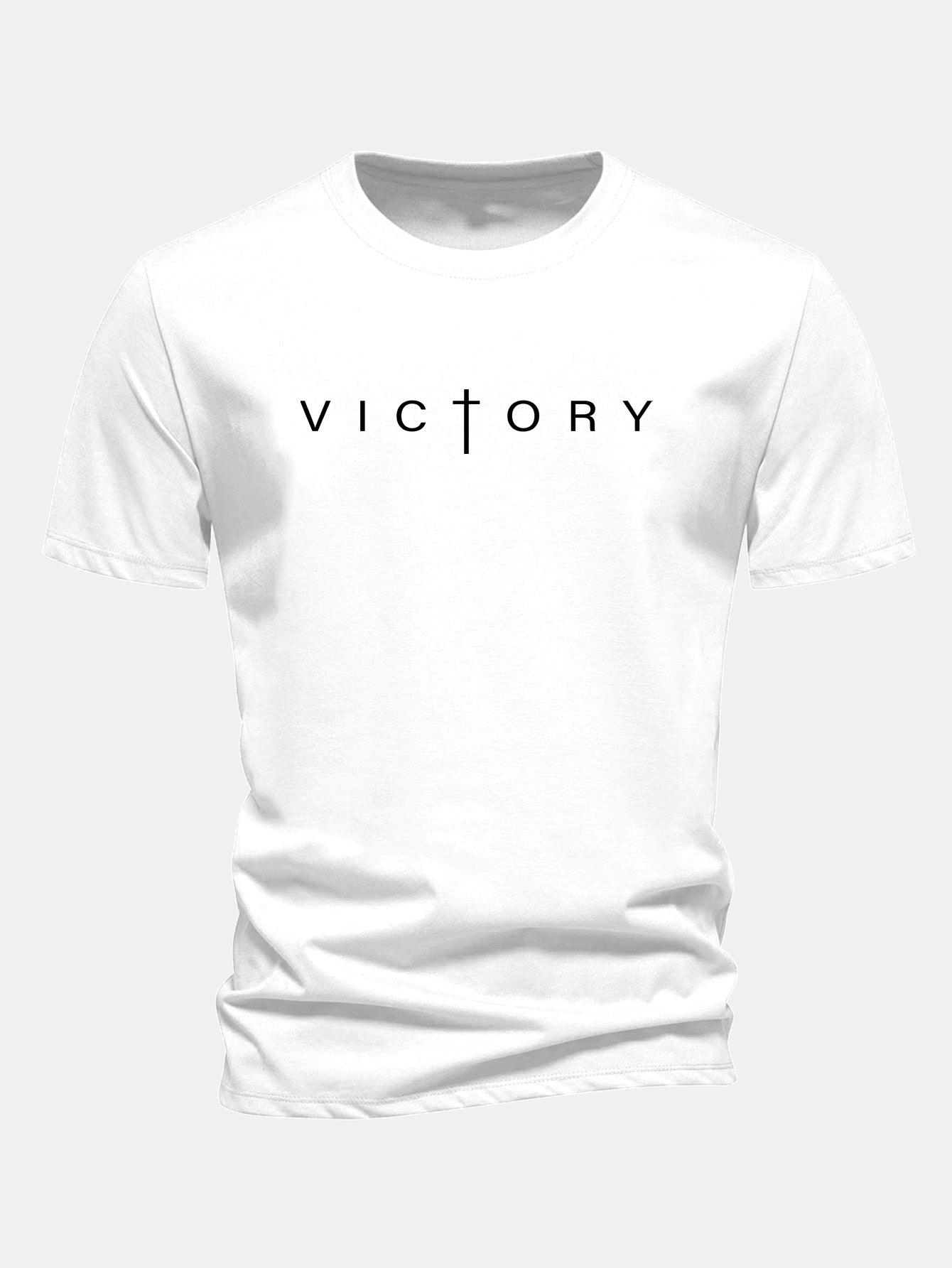 Regulär geschnittenes T-Shirt mit "Victory"-Slogan aus Baumwolle