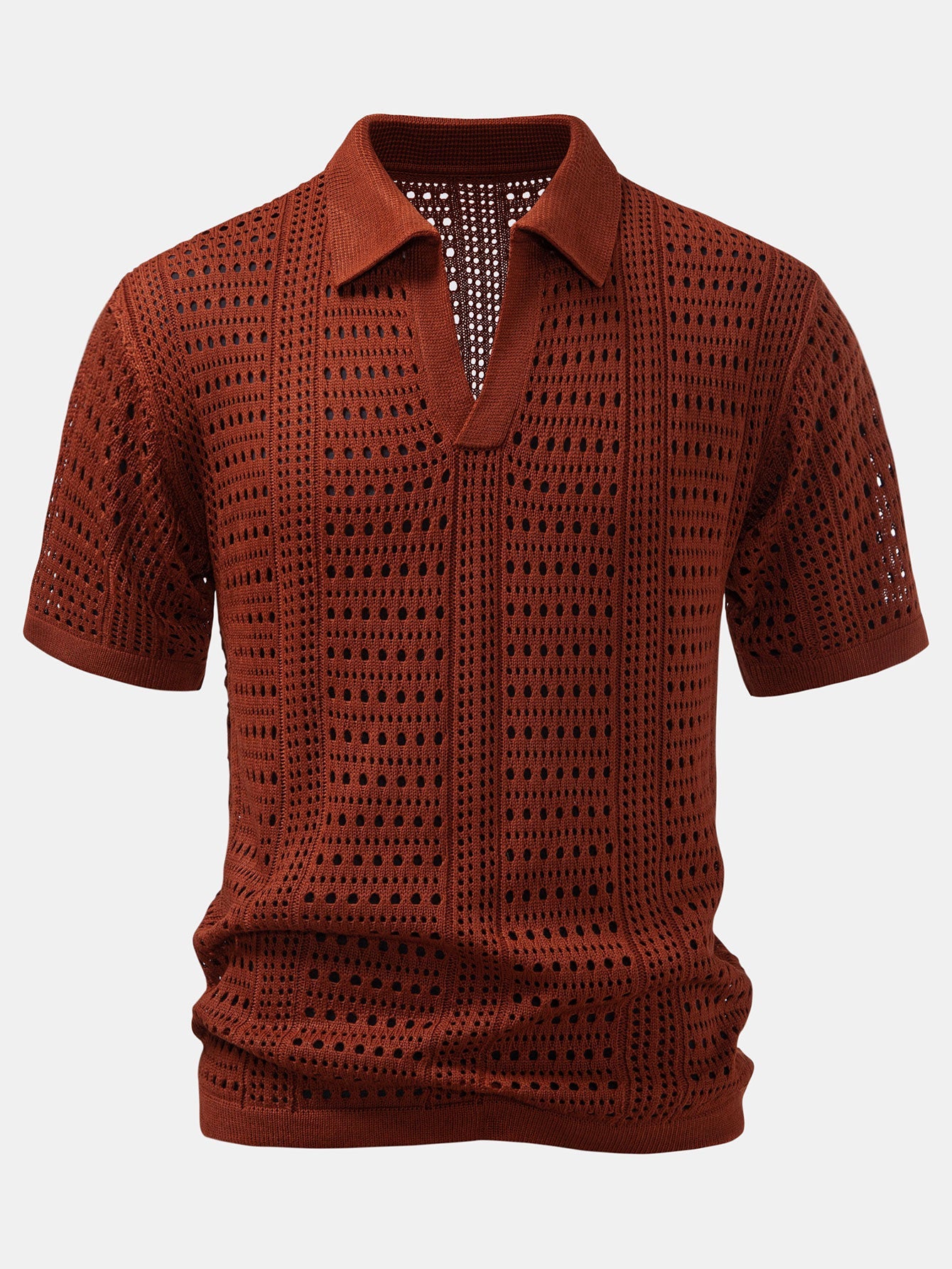 Häkel V-Ausschnitt Polo-Shirt