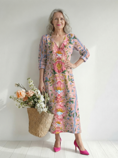 Katharina | Leichtes Blumen-Midikleid