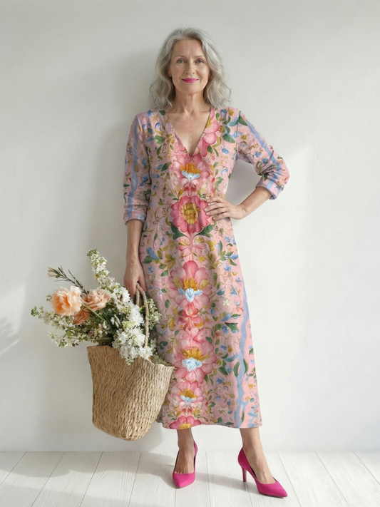 Katharina | Leichtes Blumen-Midikleid