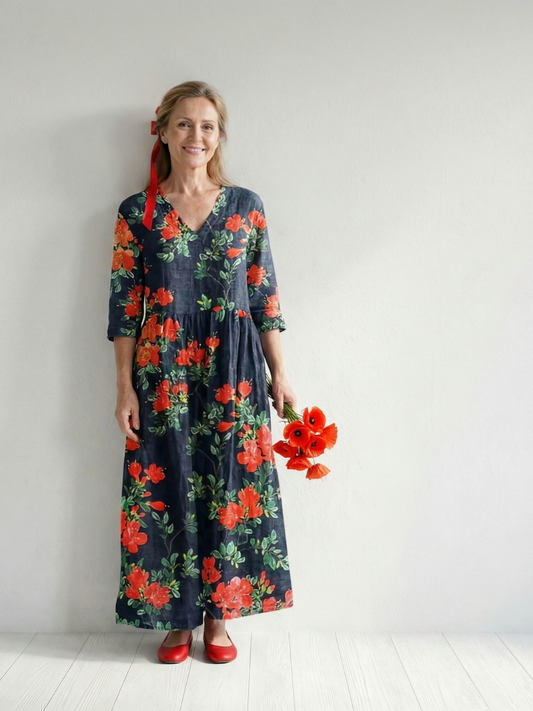 Petra | Florales Midikleid mit weichem Fall