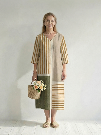 Soren | Leicht gestreiftes Midi-Kleid