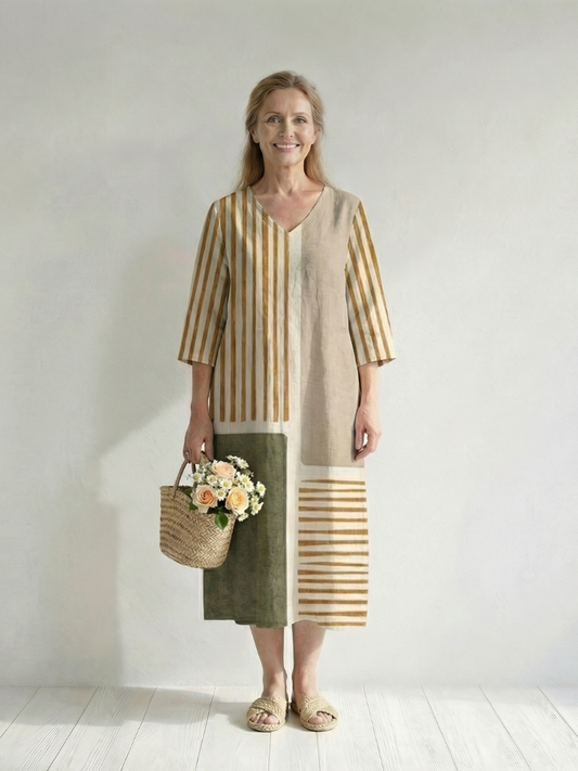 Soren | Leicht gestreiftes Midi-Kleid