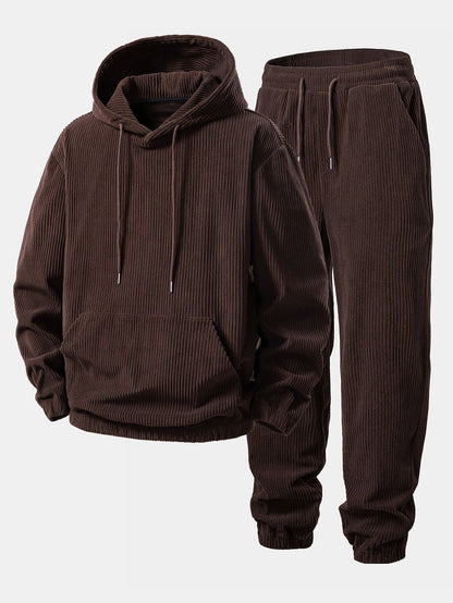Corduroy-Hoodie mit Kängurutasche & Corduroy-Jogginghose