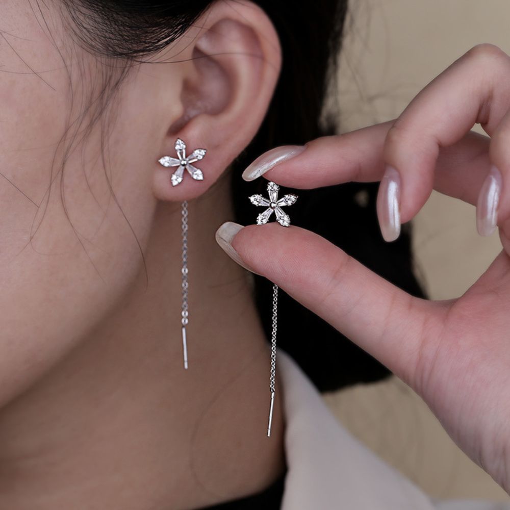 Blumendraht Diamant Ohrringe Paar