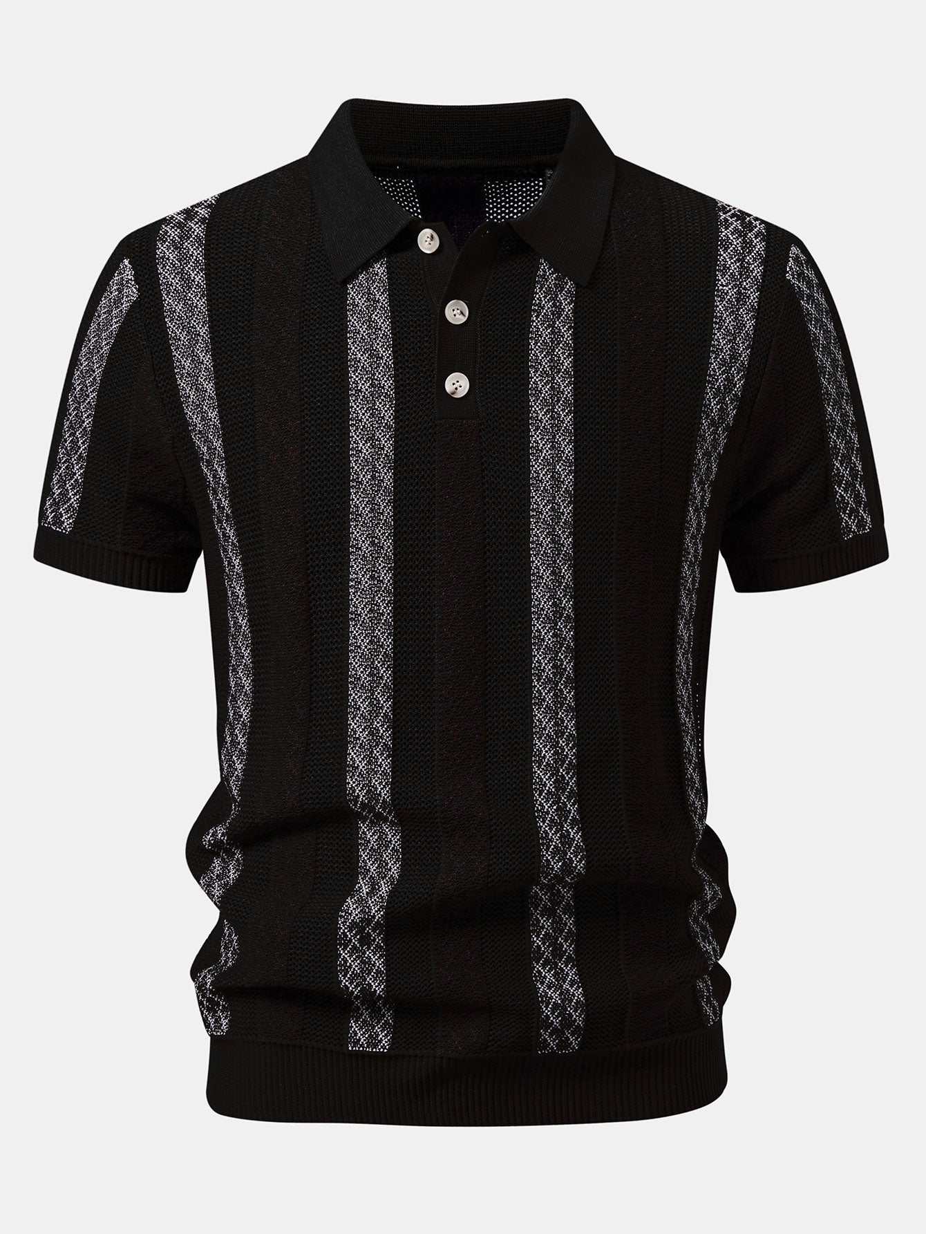 Gestreiftes Texturiertes Strick-Polo & Chino-Shorts mit Elastischem Bund