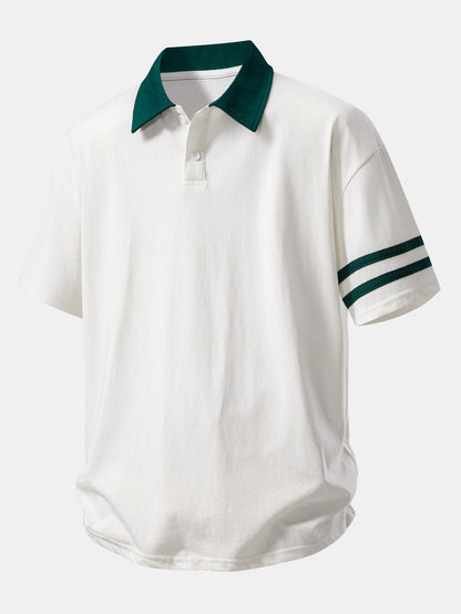 Relaxed Fit Polo-Shirt mit Kontrastkragen & Cordshorts 7"