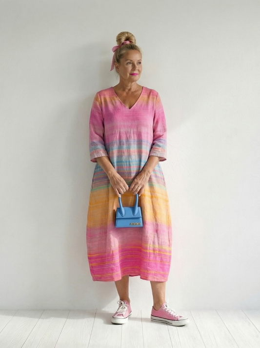 Lina | Weiches Gradient Stripe Midikleid