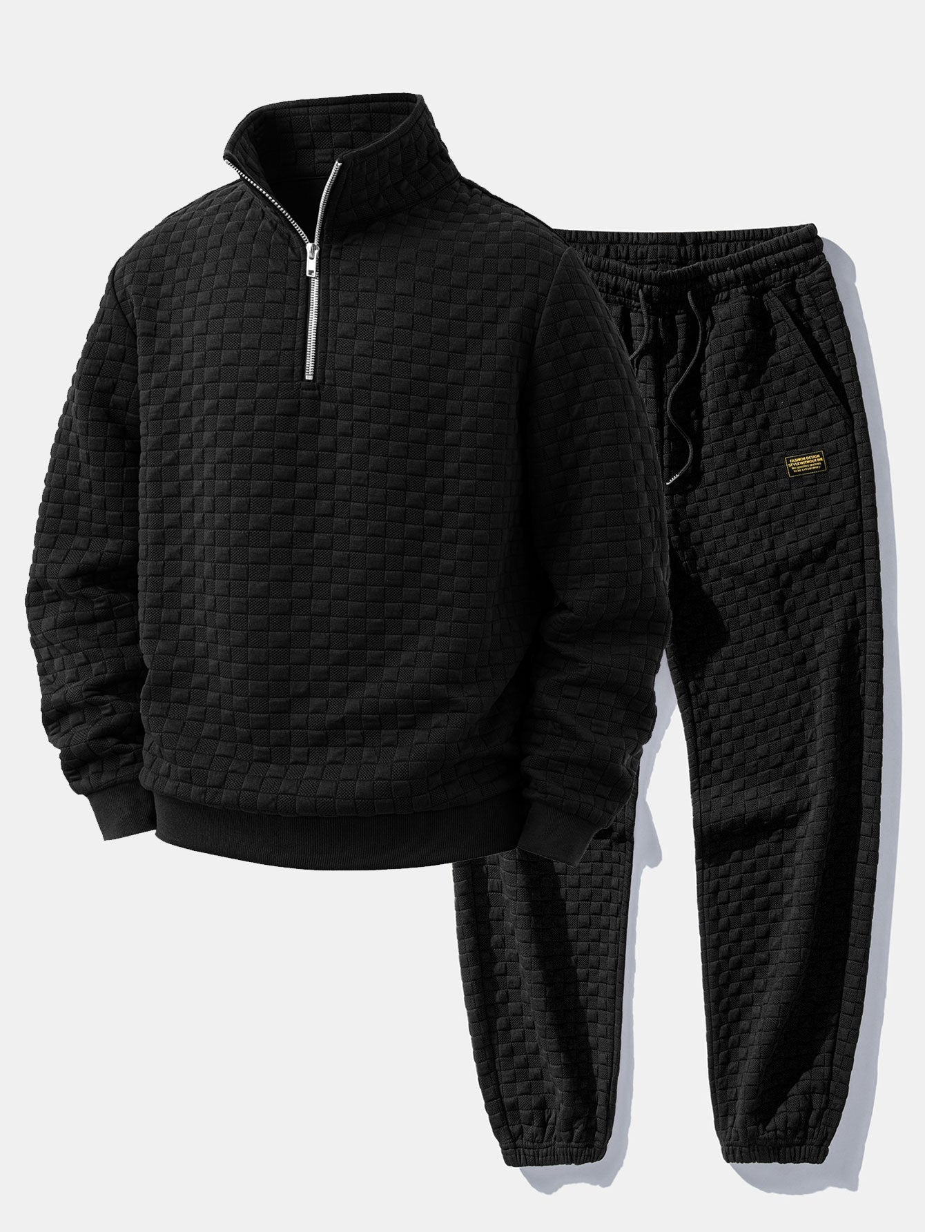 Schachbrett Jacquard Quarter Zip Sweatshirt & Jogginghosen