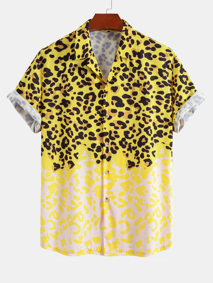 Leopardenmuster Button-Up Hemd & Badehose