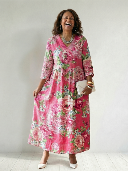 Andrea | Midi-Kleid mit Blumenmuster