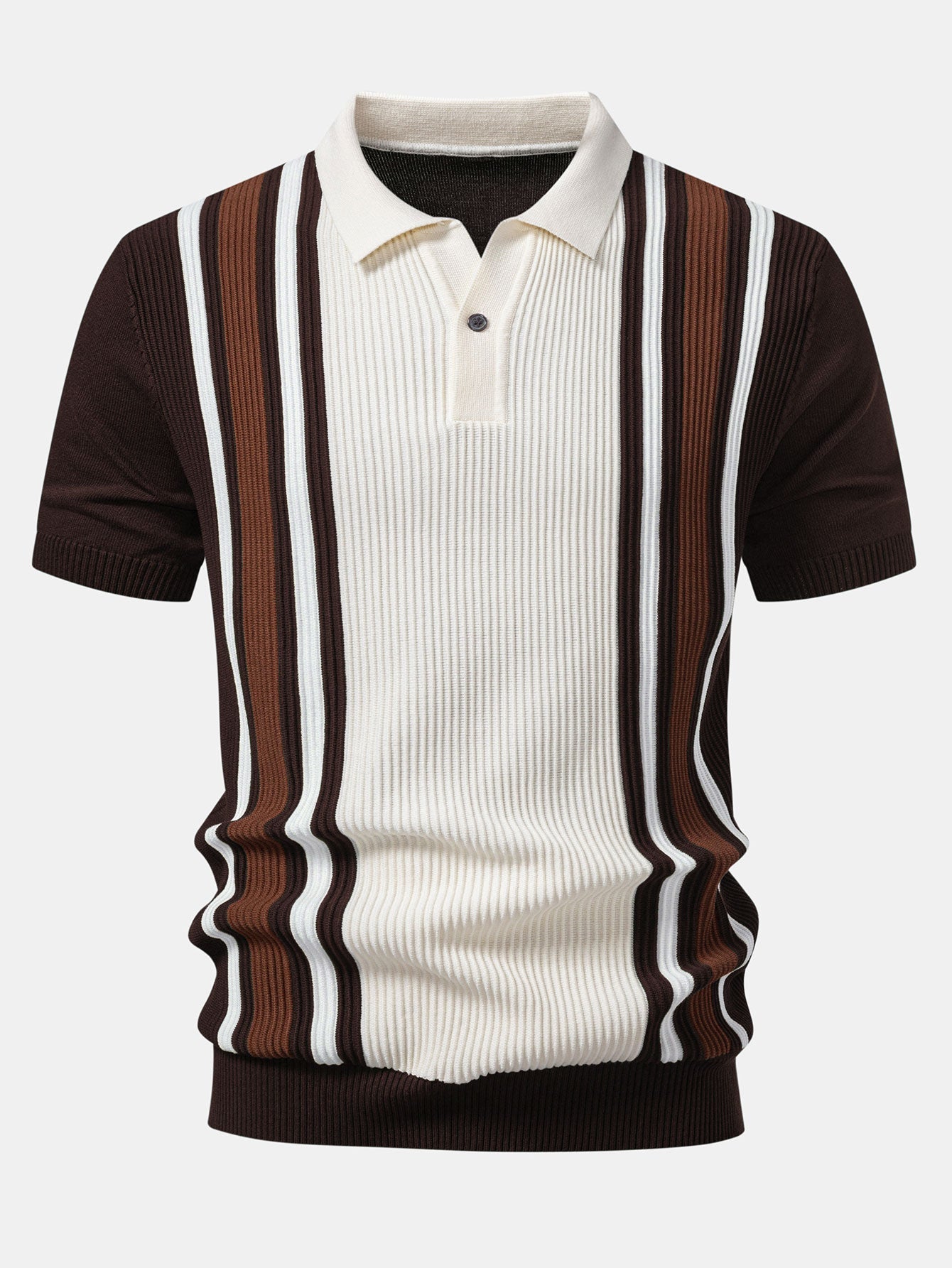 Kontrastgestreiftes Rippstrick-Polo