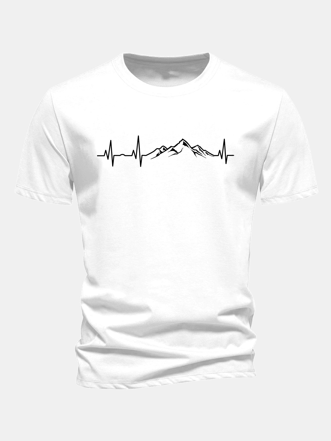 Regulär geschnittenes T-Shirt mit Herzschlag-Mountain-Print aus Baumwolle