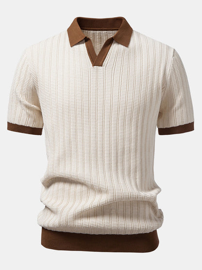 Kontrast Texturiertes Johnny-Kragen Polo & Slim Fit Tapered Hose